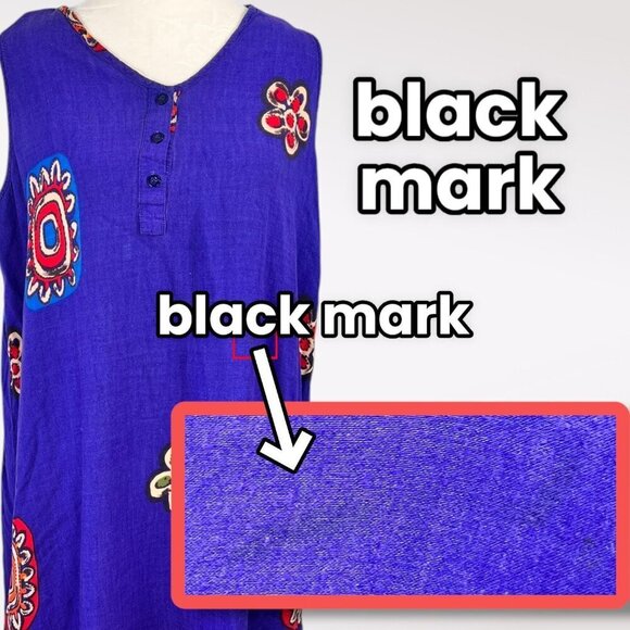 Vintage Boho Floral Embroidered Sleeveless Tunic Dress Medium - Picture 8 of 8